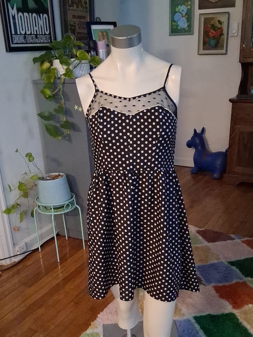 Xhilaration Black and White Polka Dot Mini Dress